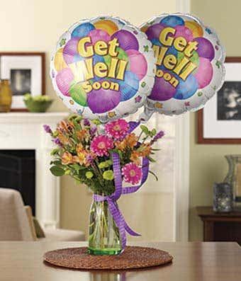 Get Well Soon Spring Bouquet with Balloons